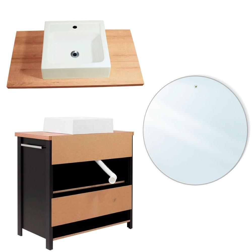 Gabinete Armário Banheiro Ditália Com Cuba + Espelho Bn-03 Preto - 7