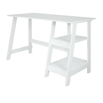 Mesa de Escritório Retangular Mc-190 MDP 120cm Branco com Duas Prateleiras
