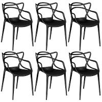 Kit 6 Cadeiras De Jantar Allegra Prática Empilhável - Preto - 1