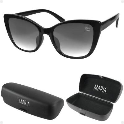 Oculos Sol Feminino Vintage Praia Case Gatinho Proteção Uv Delicado Preto Luxo Acetato Moda Estiloso