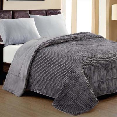 Cobertor Aveline Casal Queen Manta Plush Canelada 01 Peça Toque Macio - Cinza