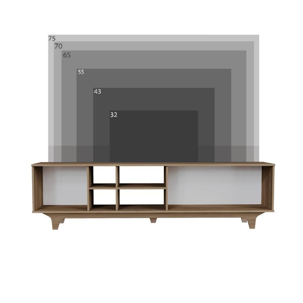 Rack Para Tv Até 75'' Com 2 Portas E Nichos 200cm Lars - Natural - 6