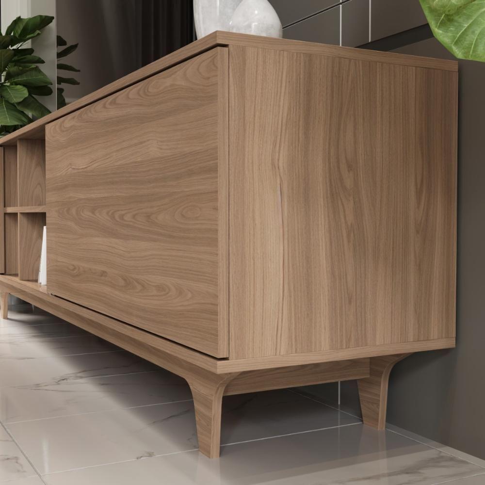 Rack Para Tv Até 75'' Com 2 Portas E Nichos 200cm Lars - Natural - 7