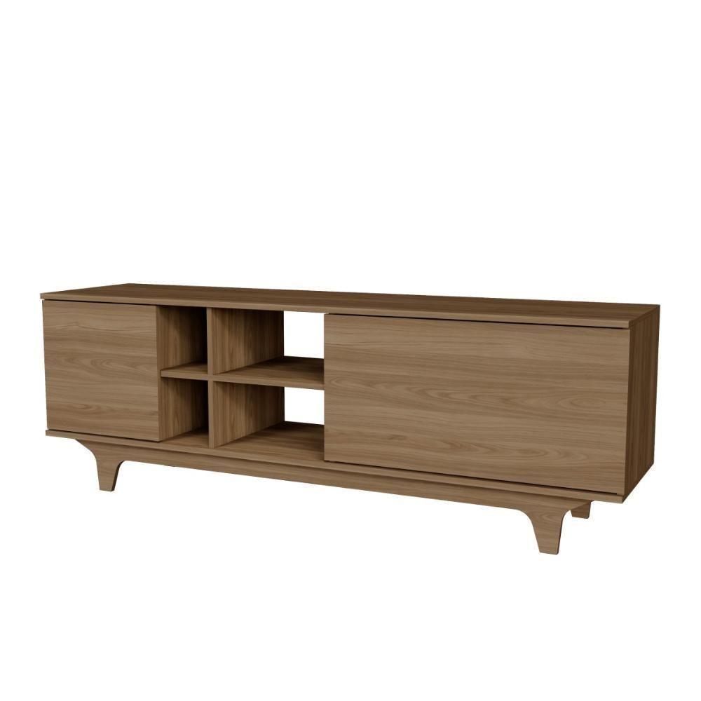 Rack Para Tv Até 65'' Com 2 Portas E Nichos 160cm Lars - Natural - 1