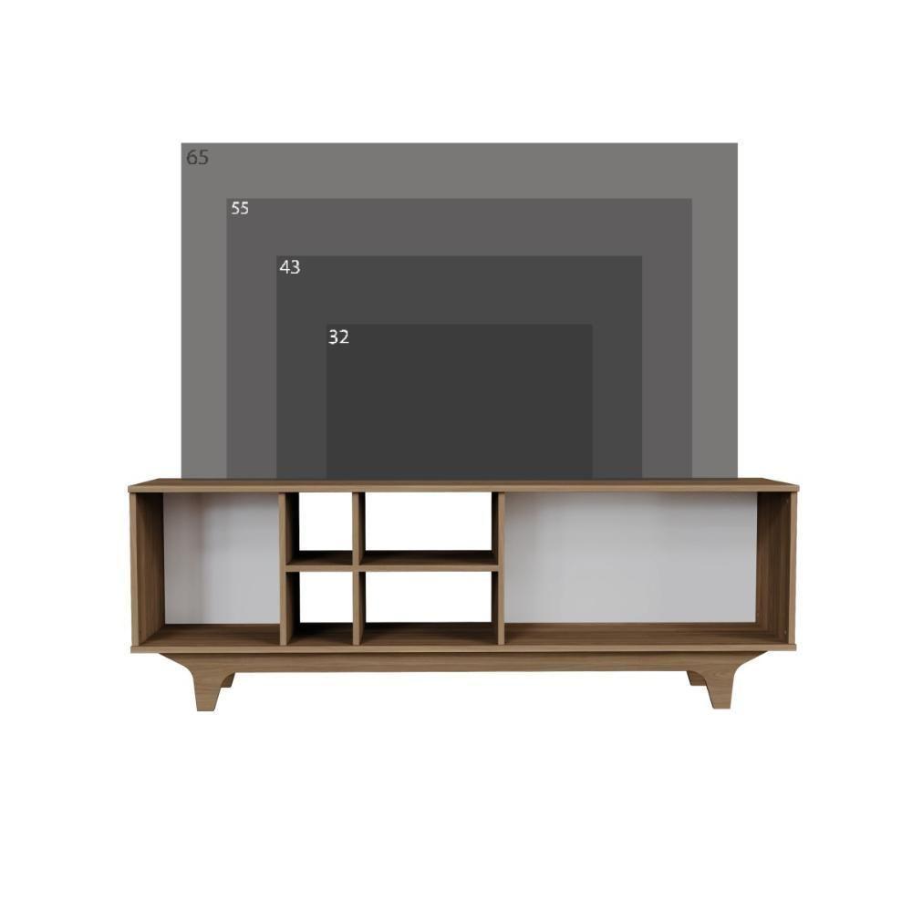 Rack Para Tv Até 65'' Com 2 Portas E Nichos 160cm Lars - Natural - 6