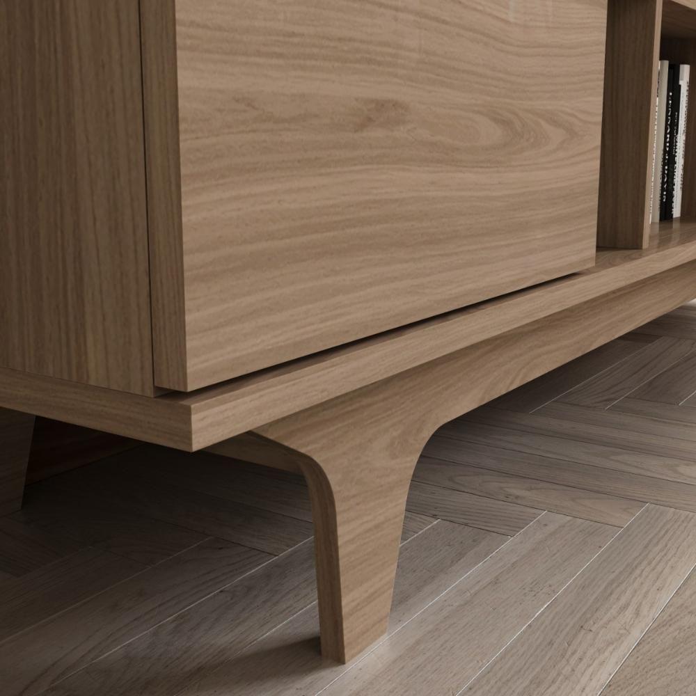 Rack Para Tv Até 65'' Com 2 Portas E Nichos 160cm Lars - Natural - 8