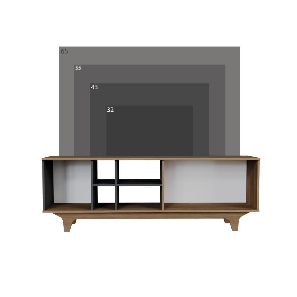 Rack Para Tv Até 65'' Com 2 Portas E Nichos 160cm Lars - Preto - 5