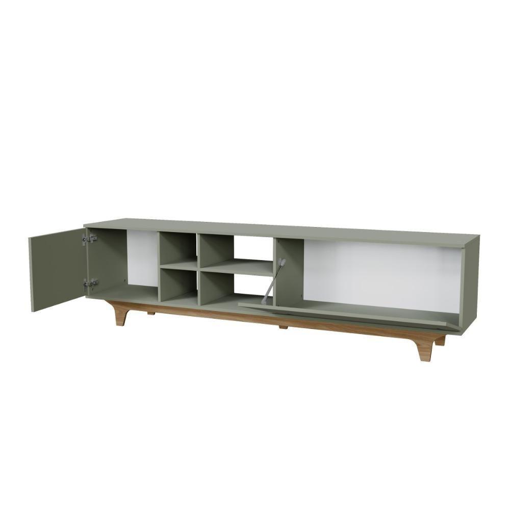 Rack Para Tv Até 75'' Com 2 Portas E Nichos 200cm Lars - Verde - 4