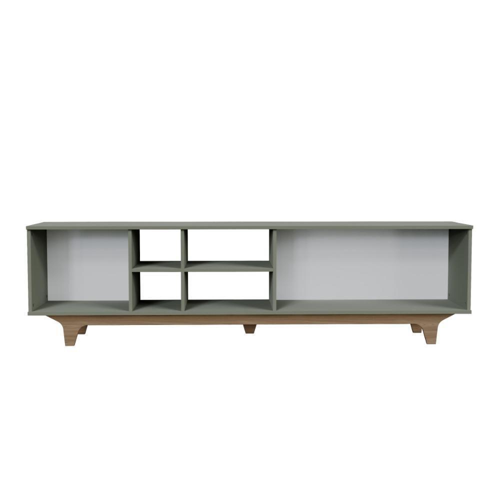 Rack Para Tv Até 75'' Com 2 Portas E Nichos 200cm Lars - Verde - 5