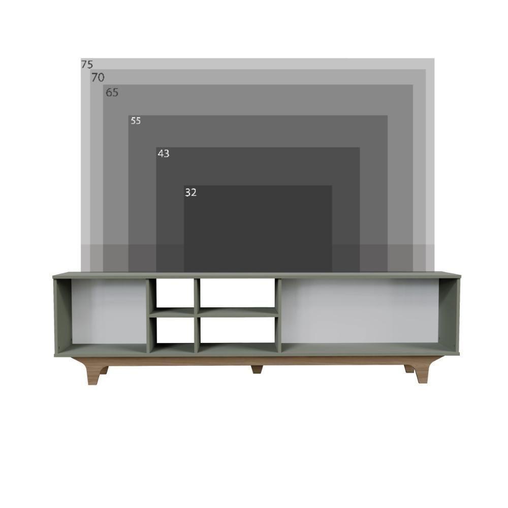 Rack Para Tv Até 75'' Com 2 Portas E Nichos 200cm Lars - Verde - 6