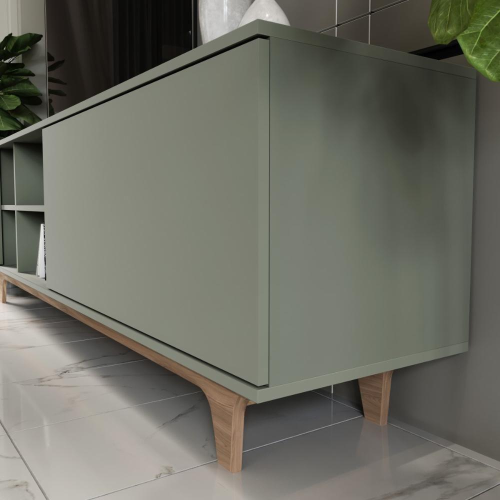 Rack Para Tv Até 75'' Com 2 Portas E Nichos 200cm Lars - Verde - 8