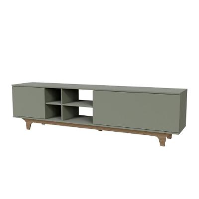 Rack Para Tv Até 75'' Com 2 Portas E Nichos 200cm Lars - Verde