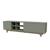 Rack Para Tv Até 75'' Com 2 Portas E Nichos 200cm Lars - Verde - 1