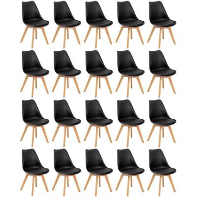 Conjunto 20 Cadeiras De Jantar Eames Wood Leda Design Estofada - Preto