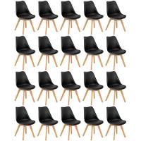 Conjunto 20 Cadeiras De Jantar Eames Wood Leda Design Estofada - Preto - 1