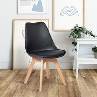 Conjunto 20 Cadeiras De Jantar Eames Wood Leda Design Estofada - Preto - 2