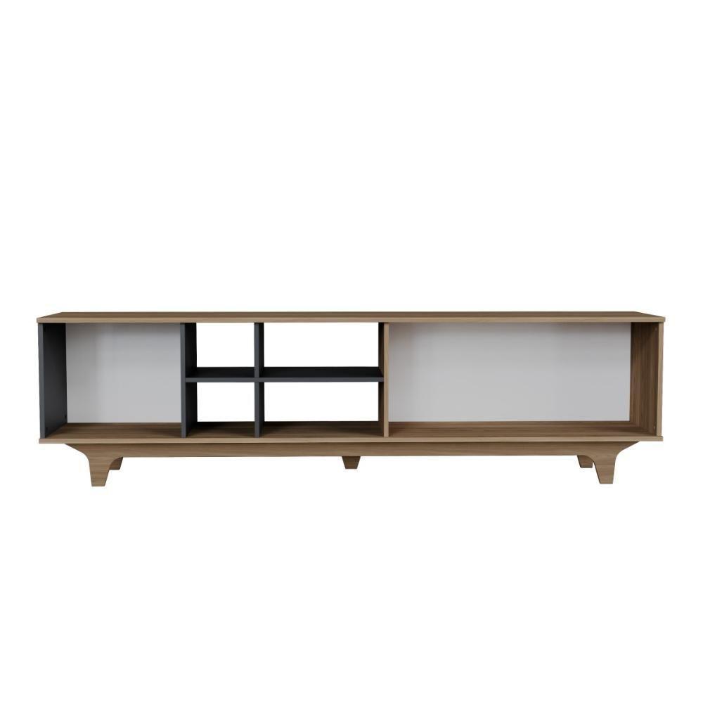 Rack Para Tv Até 75'' Com 2 Portas E Nichos 200cm Lars - Preto - 5