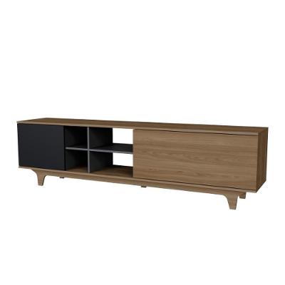 Rack Para Tv Até 75'' Com 2 Portas E Nichos 200cm Lars - Preto