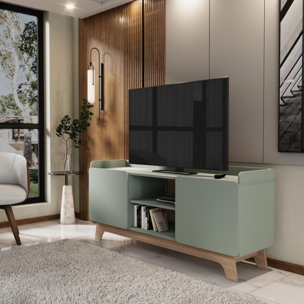 Rack Para Tv Até 65'' Com 2 Portas 150cm John - Verde - 2