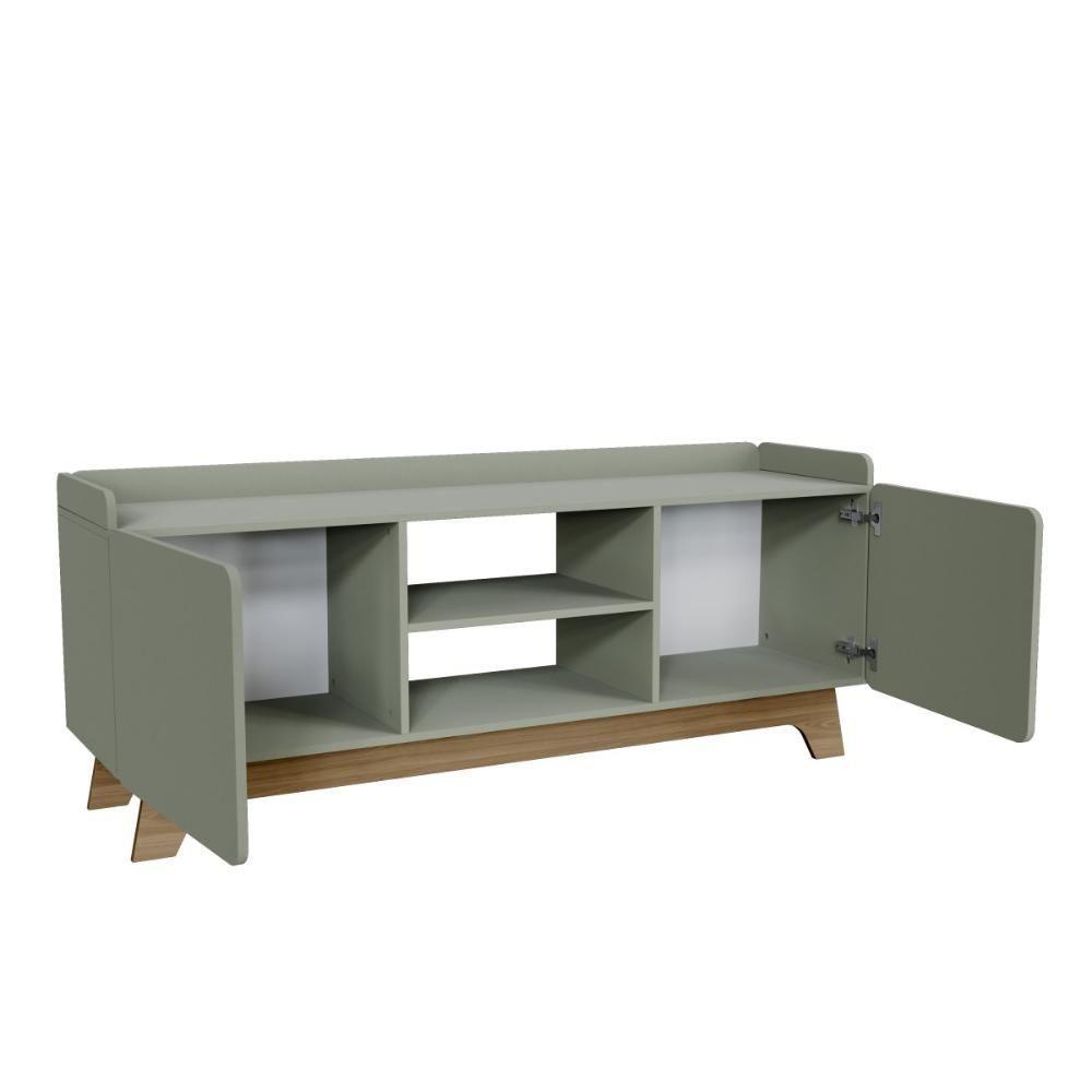 Rack Para Tv Até 65'' Com 2 Portas 150cm John - Verde - 4