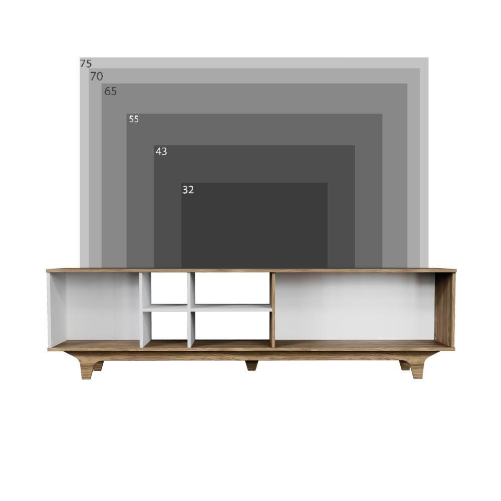 Rack Para Tv Até 75'' Com 2 Portas E Nichos 200cm Lars - Branco - 5