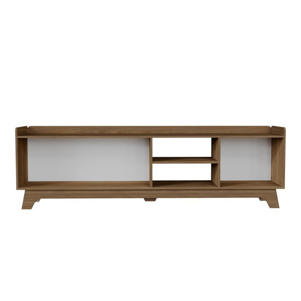 Rack Para Tv Até 75'' Com 3 Portas 200cm John - Natural/branco - 6
