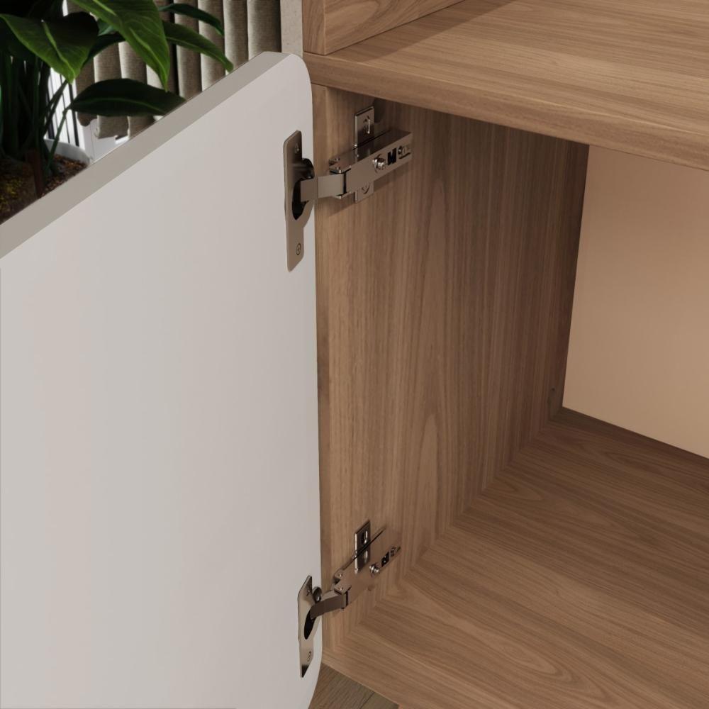 Rack Para Tv Até 75'' Com 3 Portas 200cm John - Natural/branco - 8