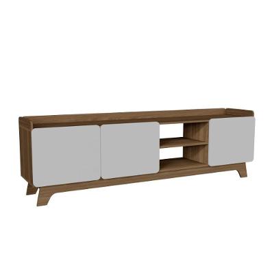 Rack Para Tv Até 75'' Com 3 Portas 200cm John - Natural/branco