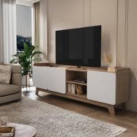 Rack Para Tv Até 75'' Com 3 Portas 200cm John - Natural/branco - 2