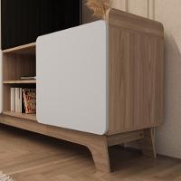 Rack Para Tv Até 75'' Com 3 Portas 200cm John - Natural/branco - 7