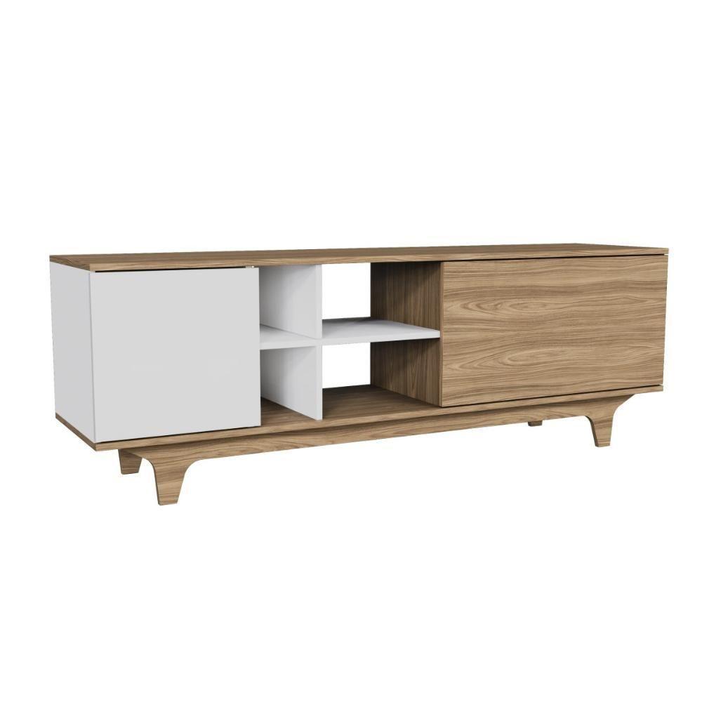 Rack Para Tv Até 65'' Com 2 Portas E Nichos 160cm Lars - Branco - 1