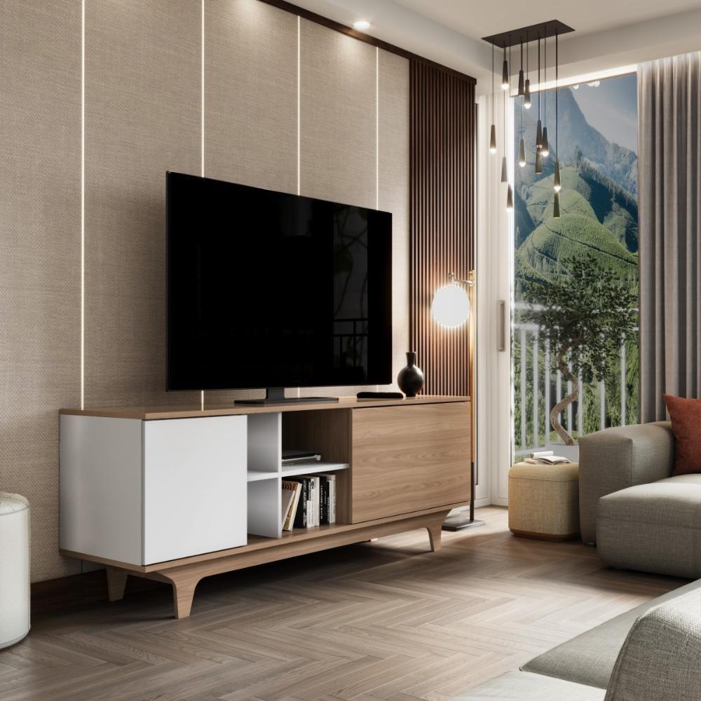 Rack Para Tv Até 65'' Com 2 Portas E Nichos 160cm Lars - Branco - 2