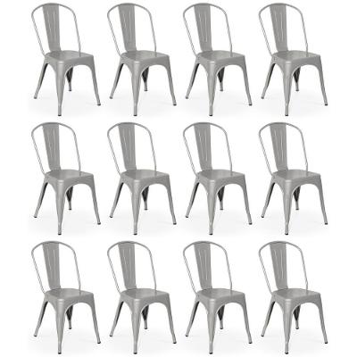 Kit 12 Cadeiras Iron Tolix Design Industrial - Cinza
