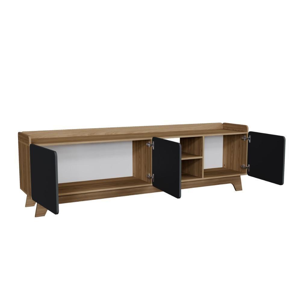 Rack Para Tv Até 75'' Com 3 Portas 200cm John - Preto - 6