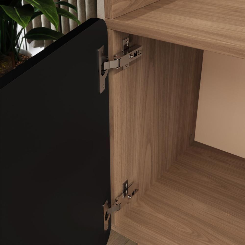 Rack Para Tv Até 75'' Com 3 Portas 200cm John - Preto - 7