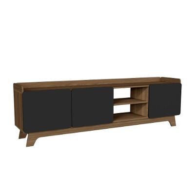 Rack Para Tv Até 75'' Com 3 Portas 200cm John - Preto