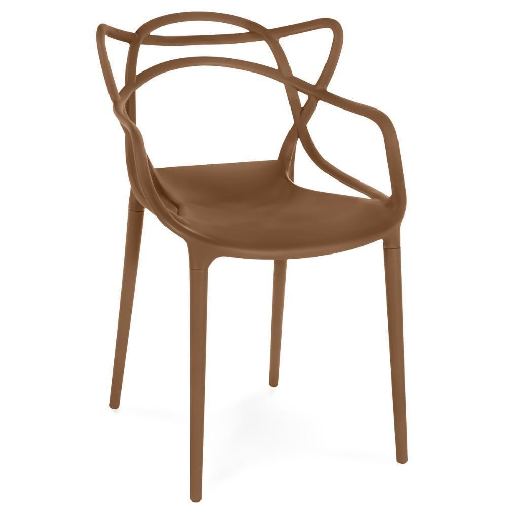 Kit 8 Cadeiras De Jantar Allegra Prática Empilhável - Marrom - 3