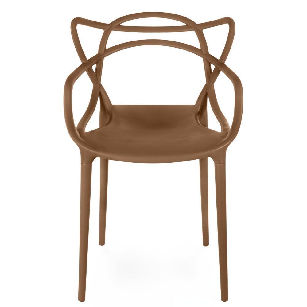 Kit 8 Cadeiras De Jantar Allegra Prática Empilhável - Marrom - 4