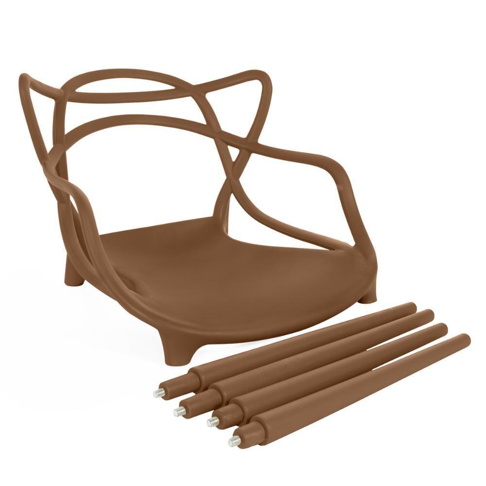 Kit 8 Cadeiras De Jantar Allegra Prática Empilhável - Marrom - 8