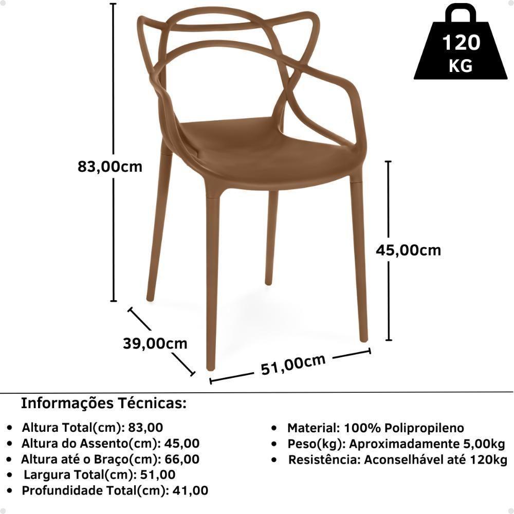 Kit 8 Cadeiras De Jantar Allegra Prática Empilhável - Marrom - 9