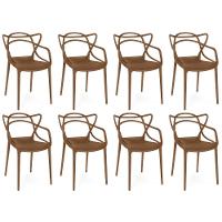 Kit 8 Cadeiras De Jantar Allegra Prática Empilhável - Marrom - 1