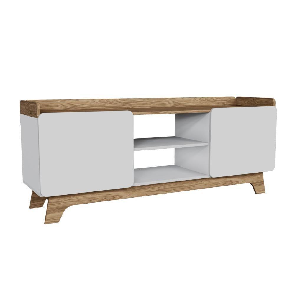 Rack Para Tv Até 65'' Com 2 Portas 150cm John - Branco - 1