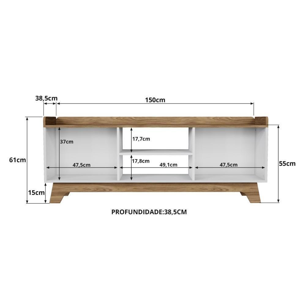 Rack Para Tv Até 65'' Com 2 Portas 150cm John - Branco - 4