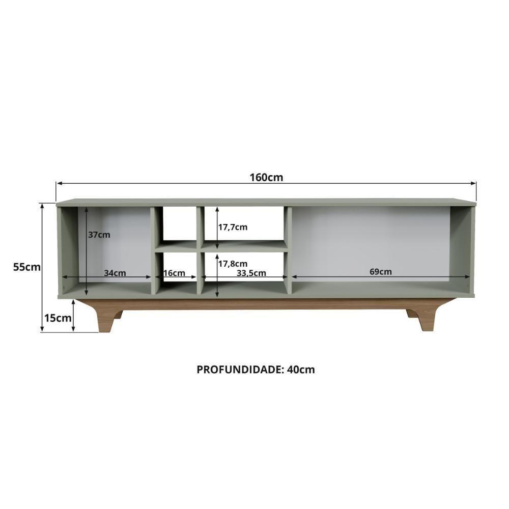 Rack Para Tv Até 65'' Com 2 Portas E Nichos 160cm Lars - Verde - 3