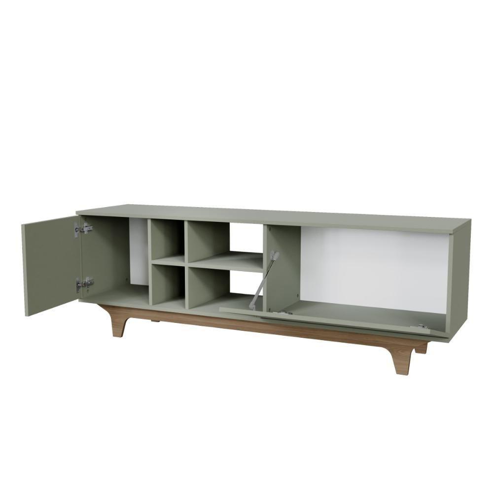 Rack Para Tv Até 65'' Com 2 Portas E Nichos 160cm Lars - Verde - 4