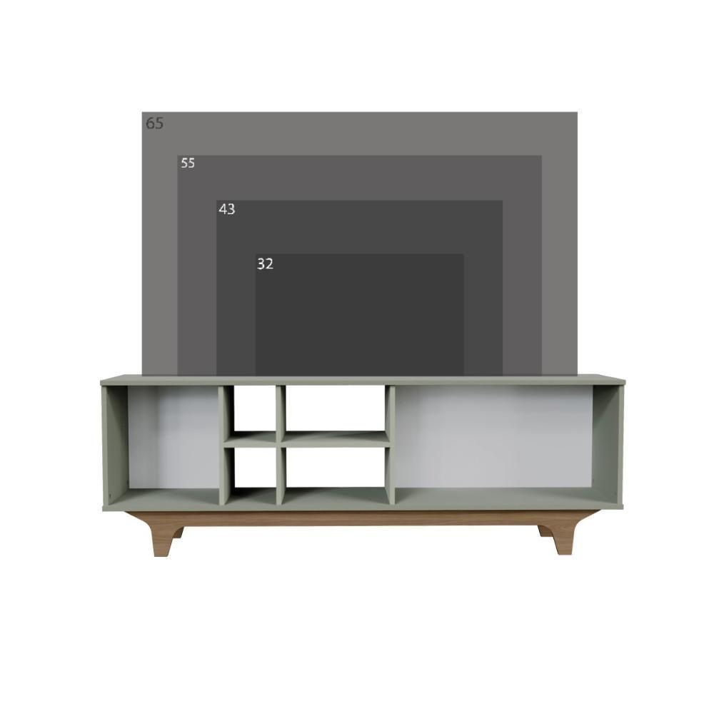 Rack Para Tv Até 65'' Com 2 Portas E Nichos 160cm Lars - Verde - 6