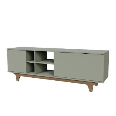 Rack Para Tv Até 65'' Com 2 Portas E Nichos 160cm Lars - Verde