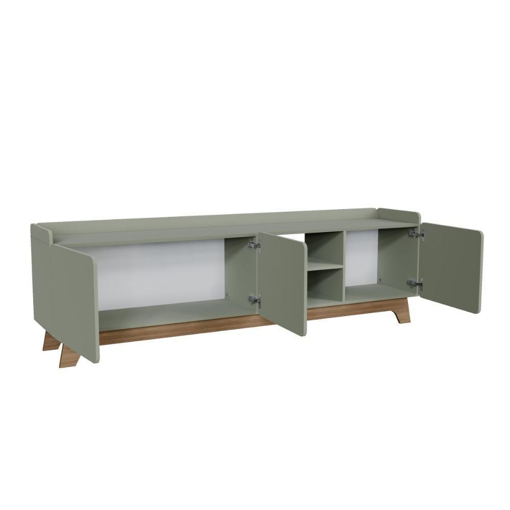 Rack Para Tv Até 75'' Com 3 Portas 200cm John - Verde - 4