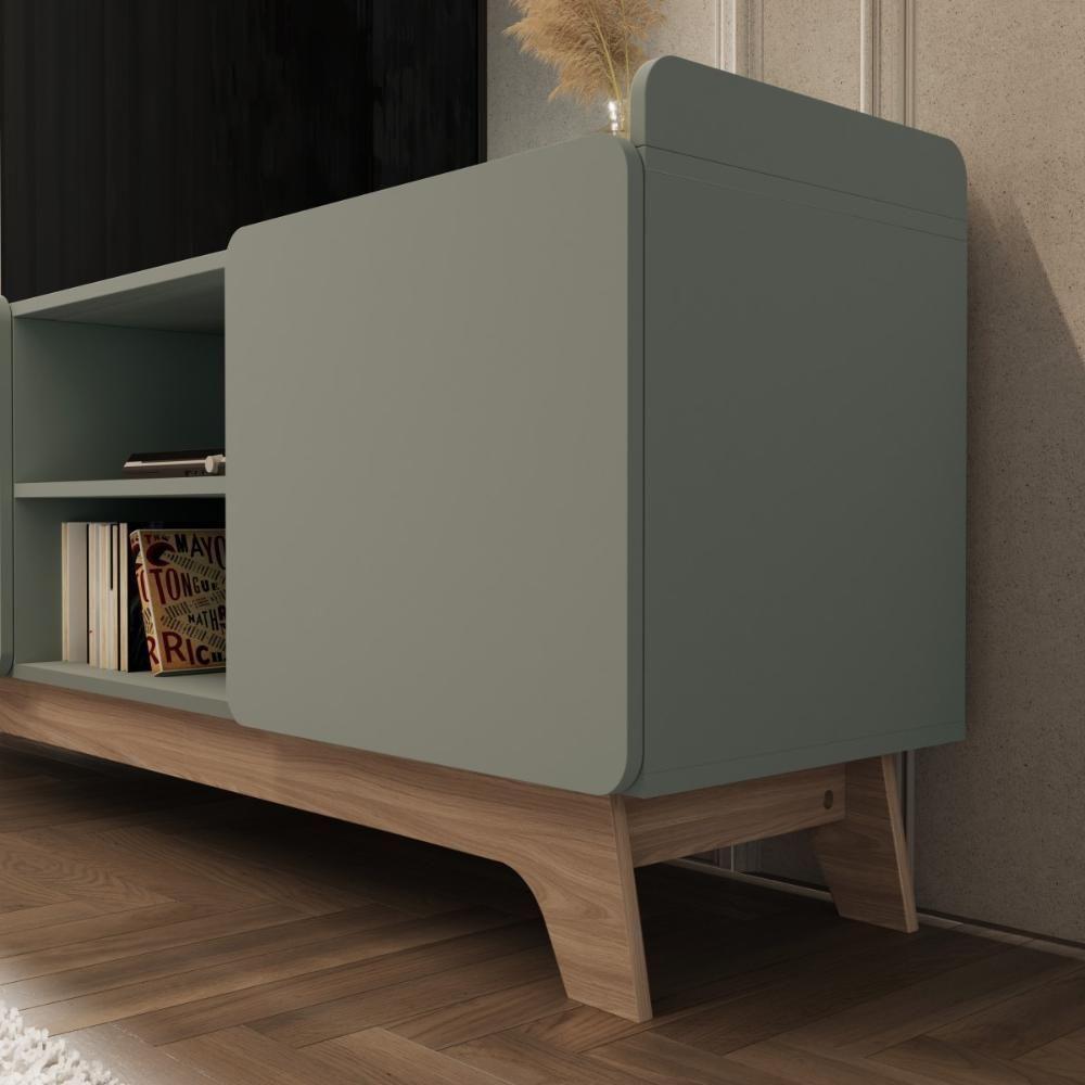 Rack Para Tv Até 75'' Com 3 Portas 200cm John - Verde - 8