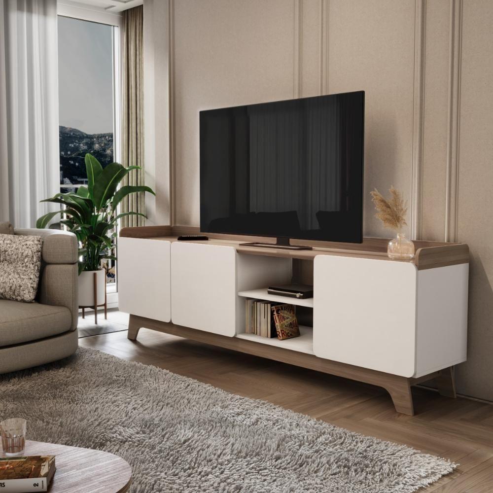 Rack Para Tv Até 75'' Com 3 Portas 200cm John - Branco - 2